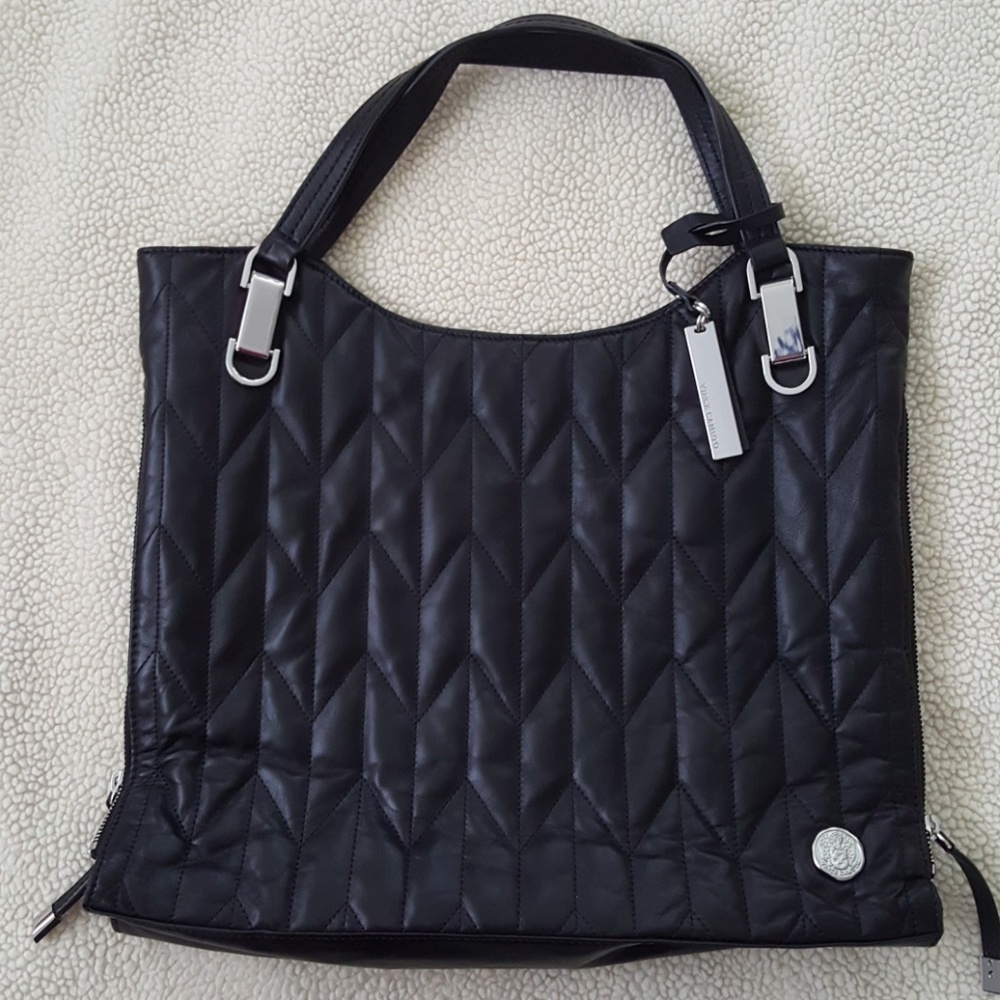 Vince Camuto QUILTED Riley tote black!